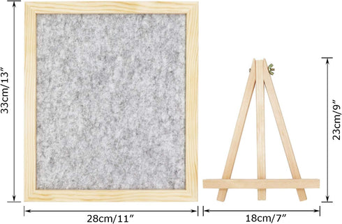 Framed Felt Bulletin Board 13 x 11 inch with Tabletop Stand, Memo Message Pin Board for Home Office, Push Pins Included
