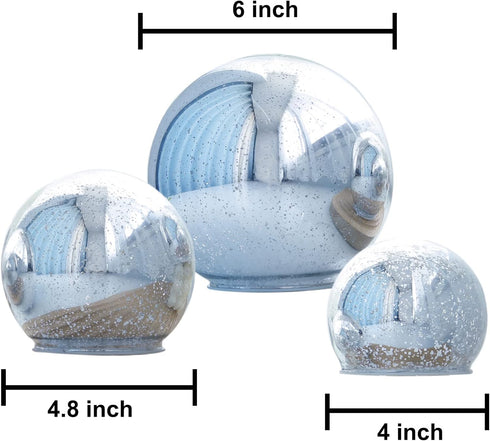 Kaowod Lighted Mercury Glass Ball Table Lamp with Timer, Silver Cordless Orb Christmas Decor Ball Led Light Globe