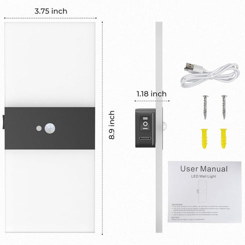 Set 2000mAh White,3000K,Cordless (2Pcs) LED Wall Sconces of Two | Wall Lamps with Battery Operated,Rechargeable,Sensing