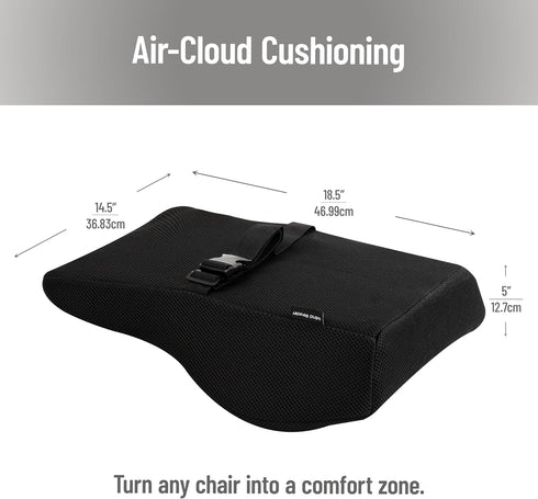 Chiropractor-Recommended, Mind Reader Air-Cloud Lumbar Cushion, Ergonomic Memory Foam Back Support Pillow for Office