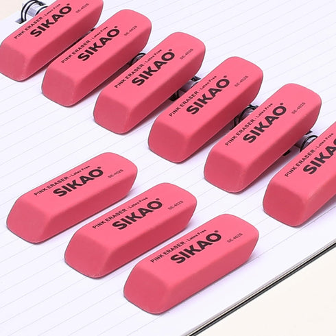 Pink Erasers 12 Pack - Latex Free Pencil Erasers for Kids, Rubber Art Erasers for Classroom Essentials