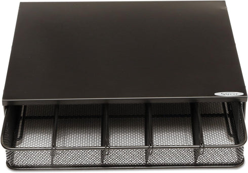 Safco Products Coffee and Sugar Organizer 3274BL Hospitality Tray, Black, 1 Drawer, 12"W x 11"D x 3 ¼"H