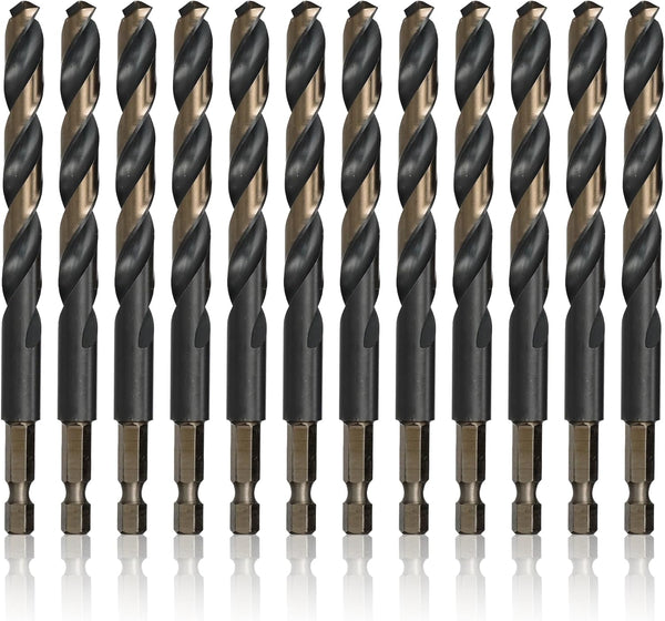 KFDHEX Series 5/16" Quick Change Hex Shank High Speed Steel Drill Bit, Pack of 12
