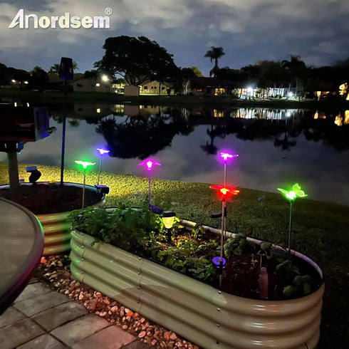 3 30 Anordsem Solar Garden Lights Outdoor: Waterproof PVC Insect Stake Light Heads - Changeable Color LED Lighting