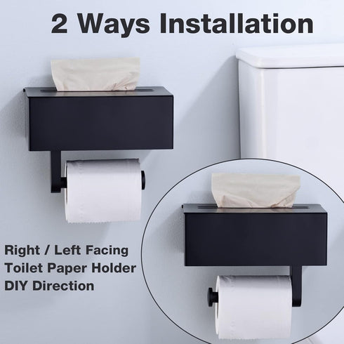 TRUSTMI Toilet Paper Holder with Storage Shelf Phone Standing Tisuse Box Cover Square Bathroom Wet Wipe Facial