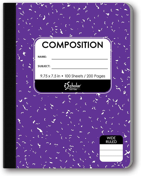 iScholar Composition Book, Wide Ruled, 9.75 x 7.5 Inches, 100 Sheets, Cover Color May Vary
