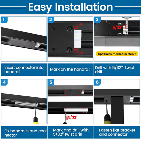 Muzata HL12 LED Handrail Accessories, 2 Pack Aluminum Extension Connector, High Strength Fittings