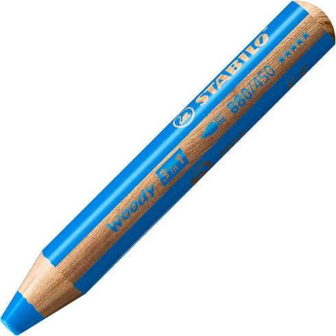 STABILO Multi-talented Pencil woody 3-in-1 - Single Pencil, Cyan Blue