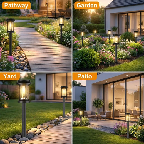 8 Pack Eyrosa Solar Pathway Lights, Glass Solar Lights Outdoor, Solar Stake Lights Landscape Lighting for Outside Path