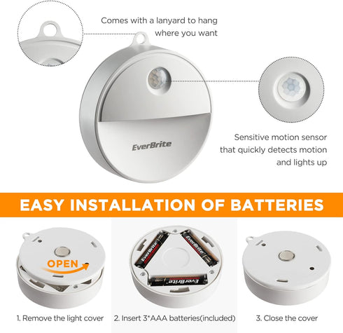 EverBrite LED Motion Sensor Night Light, Automated On & Off, Cool White for Kitchen, Bathroom, Stairs, Bedroom