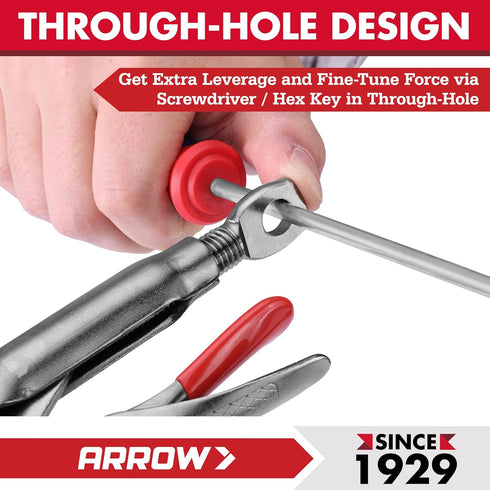 3-Piece Set 6.5" 7" 10" Arrow Locking Pliers - Long Nose and & Curved Jaw Locking Pliers, CR-MO Steel Construction