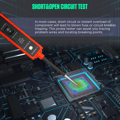 Power Circuit Probe Tester 6V-24V DC Test Light with LED Light, Long Test Lead, Overload Protection, Polarity Identify