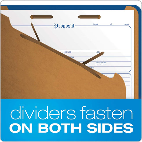 Pendaflex Classification Folders, Standard, Dark Blue, 3 Dividers, 10/BX, Letter Size