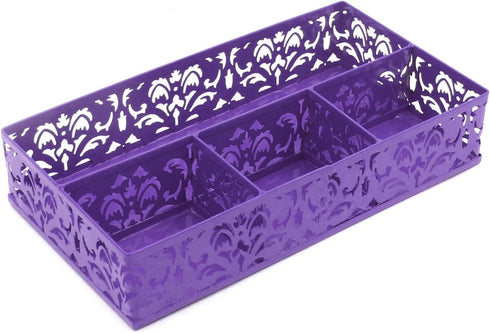 EasyPAG Desk Drawer Organizer with 1 Long Bin and 3 Small Bins, Purple
