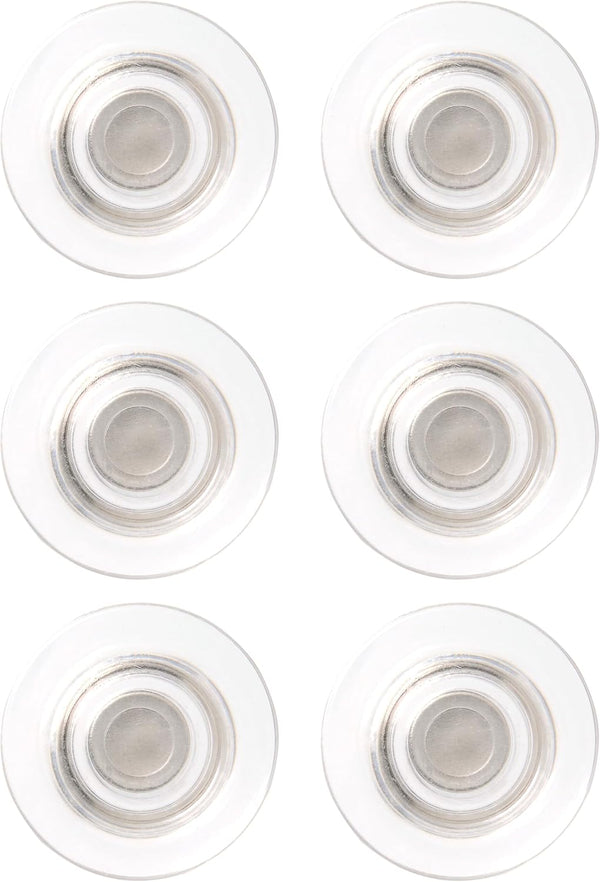Quartet Strong Magnets for Glass Whiteboard, Large Clear Rare Earth Magnets, 6 Pack (85391)