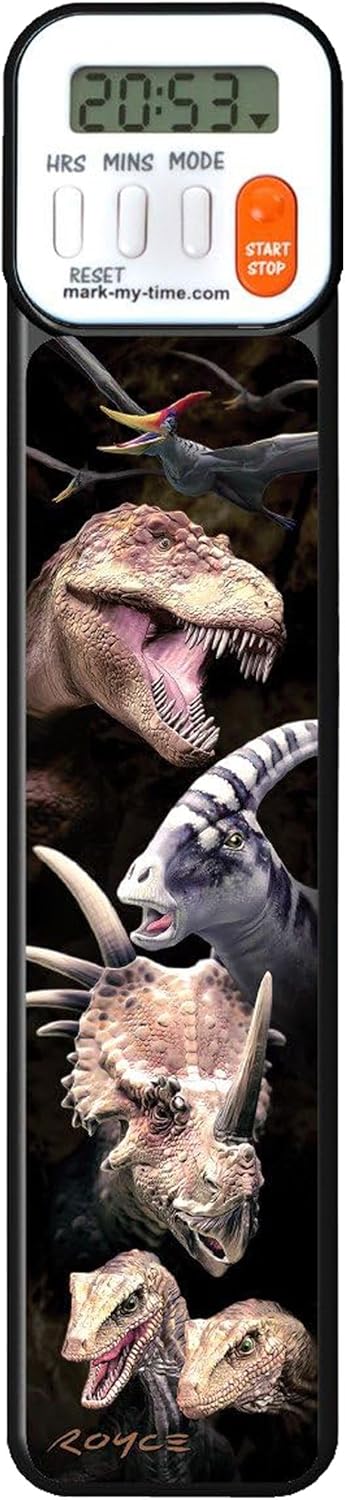 Mark-My-Time Digital Bookmark, Reading Timer and Bookmark for Kids, 3D Dinosaur