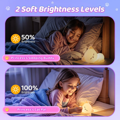 Kids,16 Lamp,Dimmable Night Light for Colors Cat Lamp Cute Baby Night Lights for Nursery,Silicone Rechargeable
