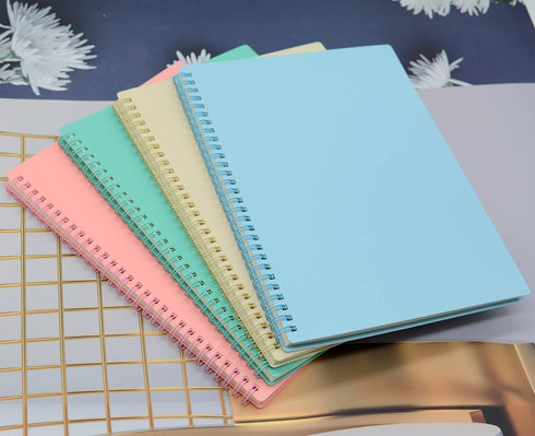 Yansanido Spiral Notebook, 4 Pcs, 10.5 Inch x 7.45 Inch, B5 Thick Plastic Hardcover, 7mm College Ruled, 80 Sheets,