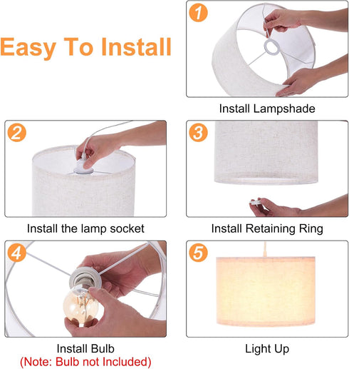 15Ft E26/E27 Bulb PATIKIL Plug in Pendant Light, Rope Cord Hanging Lamp Fixture with ON/Off Switch, Fabric Shade Socket