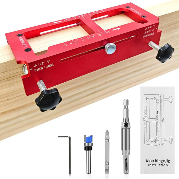 deceptia Door Hinge Jig, Aluminum Alloy Door Hinge Router Jig with Scale, Adjustable