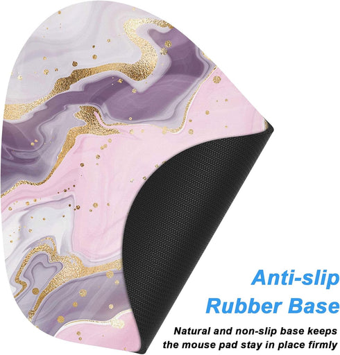 Rimilak Small Mouse Pad 6 x 7 Inch, Irregular Mini with Non-Slip Rubber Base, Waterproof for Home Office - Pink Gold