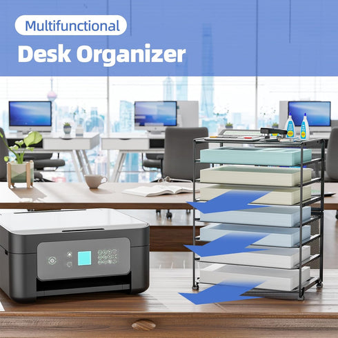 Simple Trending 2 Pack 8-Tier Letter Tray Paper - Mesh Desk File Organizer for Office School Desktop, Black