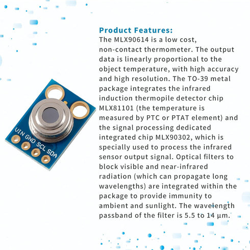 GY-906 MLX90614 High Precision Non-Contact IR Infrared Temperature Sensor Module for Arduino