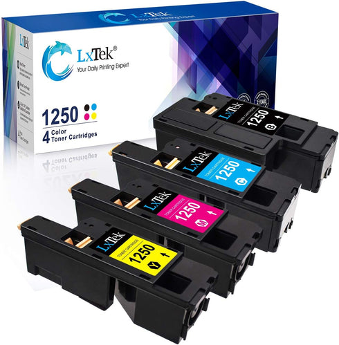 LxTek Compatible Toner Cartridge Replacement for Dell 1250 (4-Pack, Black Cyan Magenta Yellow)