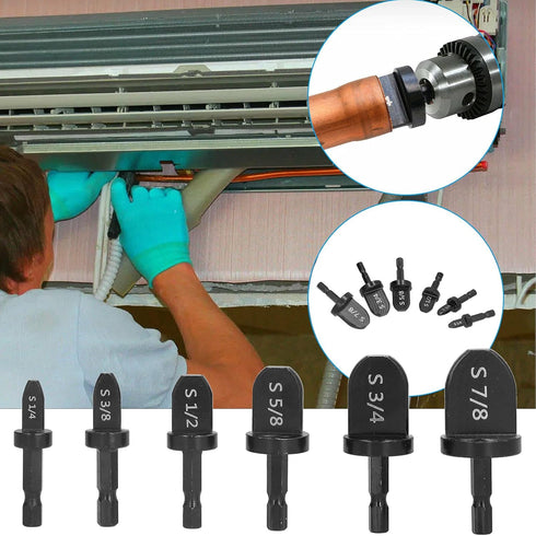 6PCs Swaging Tool Drill Bit Set - Copper Aluminum Pipes Expansion Tube Expander for HVAC Maintenance
