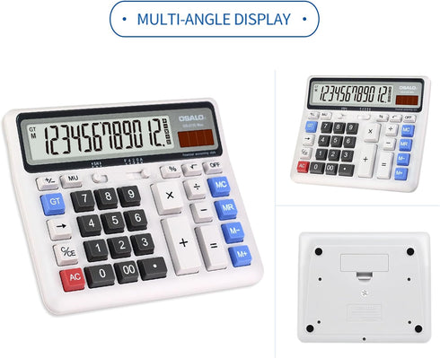 Desktop Calculator with Extra Large LCD Display, 12 Digits Accounting Calculator (OS-2135 Pro-2Pcs)