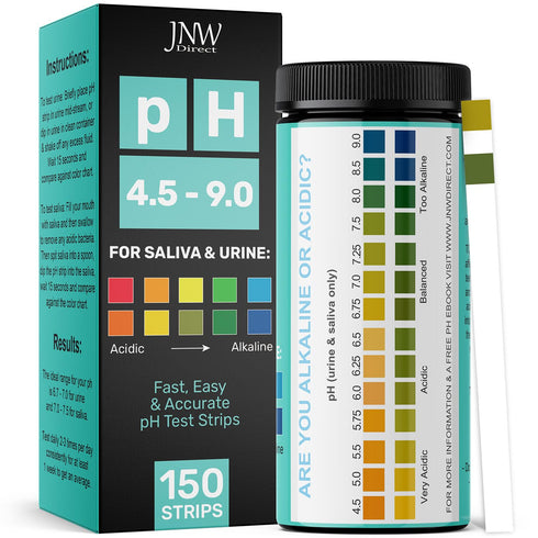 pH Test Strips for Urine and Saliva - 150 Litmus Paper Strips, Acidity Test Kit from JNW Direct