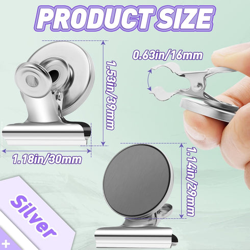 VNDUEEY 60 Pack Magnetic Clips, Heavy Duty Refrigerator Magnets, Whiteboard Magnets for Office, Home, Classroom (Silver)
