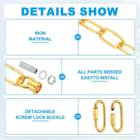 1 4 Set 110 lbs PATIKIL ft Light Fixture Chain, Lighting Chain Metal Looping Link with Quick Link Screw Lock Connectors