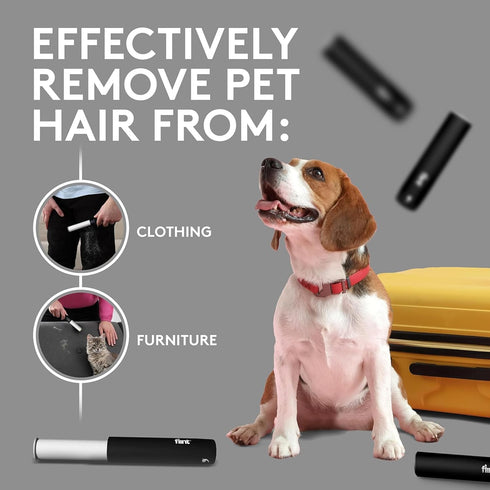 Flint Classic Black Retractable Mini Lint Roller - 30 Extra Sticky Sheets, Portable Pet Hair Remover, Travel Lint