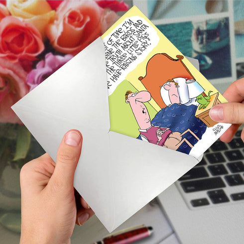 NobleWorks Happy Father's Day Greeting Card, Funny Humor for Dad or Stepdad, Notecard with Envelope, Storytime C3579FDG