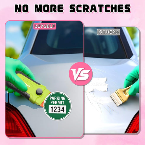 2 10 DIYSELF Pcs Plastic Razor Blade Scraper with Pcs Blades, Plastic Scraper Tool for Adhesive Remover, Scrapers