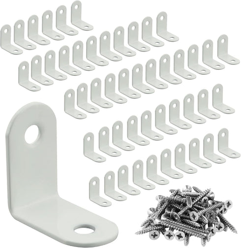Alise 50PCS L Bracket Corner Brace,White Stainless Steel L Brackets for Shelves,Heavy