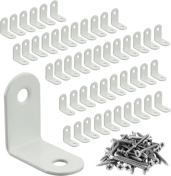 Alise 50PCS L Bracket Corner Brace,White Stainless Steel L Brackets for Shelves,Heavy