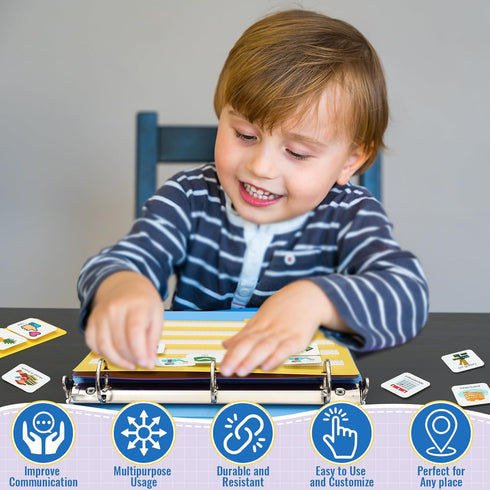 Dunzoom Communication 300 Kids Visual Nonverbal Schedule Board Book for Autism, ASD Laminate Language Vocabulary Speech