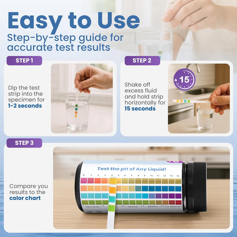 0-14 200 pH Test Strips | Universal Strips for Fast, Accurate pH Testing | Litmus Paper for Water, Pools, Kombucha