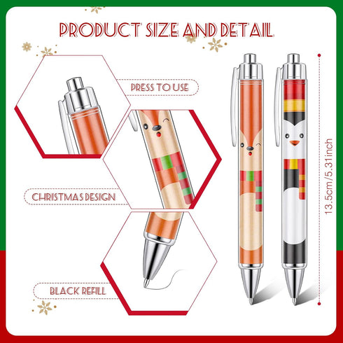 Cholemy 200 Pcs Christmas Pens Bulk, Xmas Novelty Ballpoint Pens with Black Ink for School Office Home