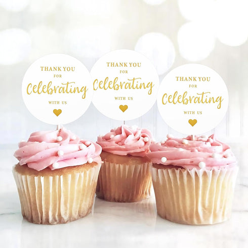 G2PLUS Thank You for Celebrating with Us Stickers, 60PCS 2 Inch Round Labels for Wedding, Birthday, Baby Shower, Party
