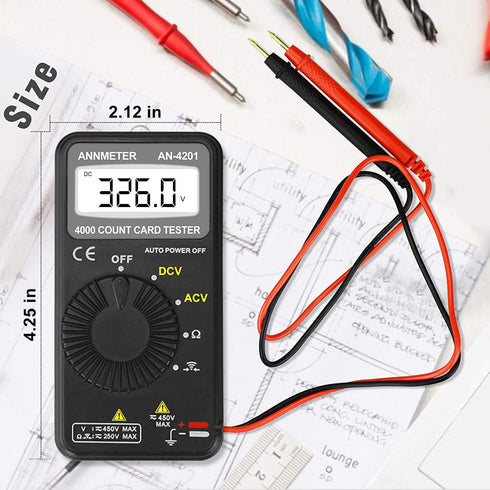 AIOMEST Digital Multimeter, Pocket Voltmeter Ohmmeter for Measuring AC&DC Voltage Resistance Continuity Buzzer Test