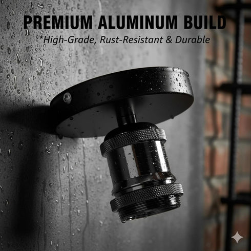 E26 E27 Bulb (Bulb Vintage Lamp Socket, Black Industrial Ceiling Light Holder, Surface Mount Edison Base for DIY