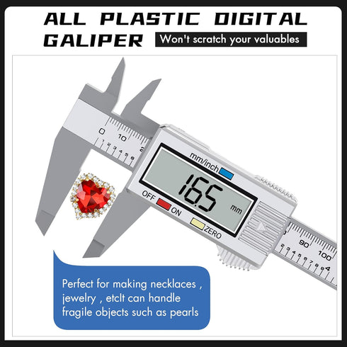Electronic Digital Caliper, LCD | 0 to 6 inch, inch/mm Conversion, Automatic Shutdown, Ideal for Home/Jewelry/DIY