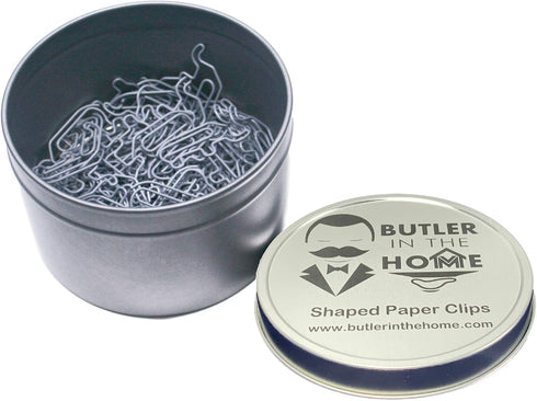 Butler in the Home Animal Elephant Shaped Paper Clips, 100 Count in Silver Tin and Gift Box