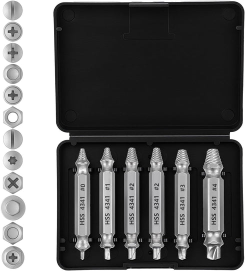 HaiFafafaing 6 Pcs Stripped Screw Extractor Set Hss Damaged Screw Remover and Extractor