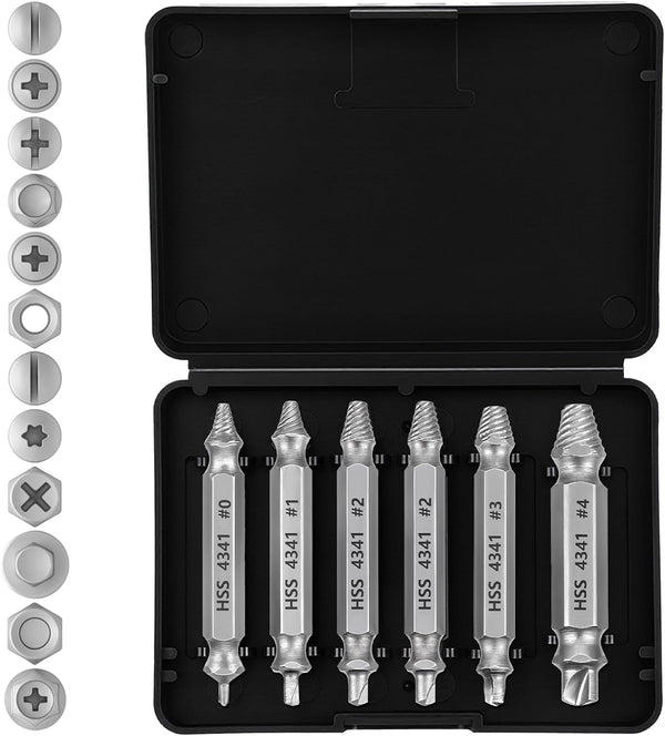 HaiFafafaing 6 Pcs Stripped Screw Extractor Set Hss Damaged Screw Remover and Extractor