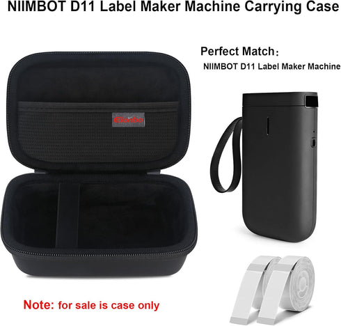 Carrying Case for NIIMBOT D11/ for LMASBLTER D11 Label Maker Machine, Portable Mini Bluetooth Label Printer Travel Bag, Small Handheld Labeler Storage Holder,Mesh Pocket Fits Label Paper,Black