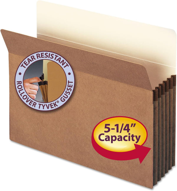 Smead File Pocket, Letter Size, Straight-Cut Tab, 5-1/4" Expansion, Redrope, 10 per Box (73234)